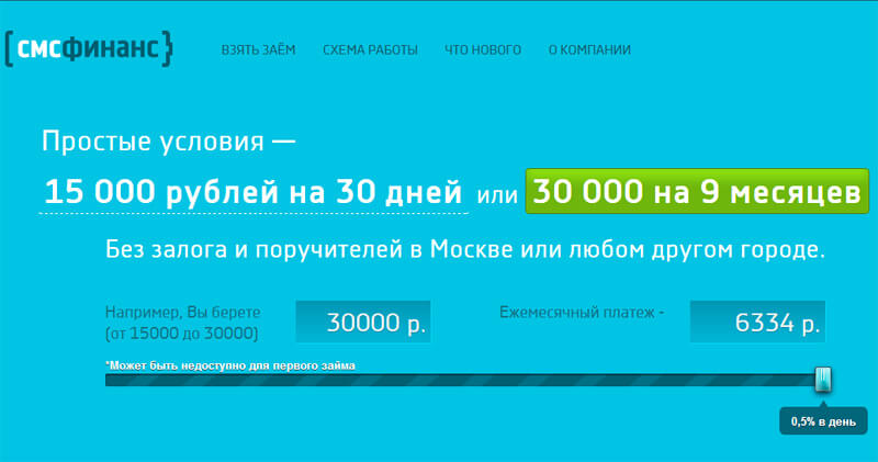 Онлайн заявка на экспресс-займ СМСФИНАНС