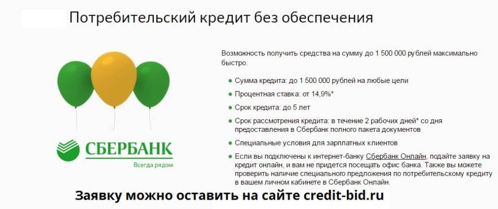 Сбербанк подать заявку на кредит наличными онлайн