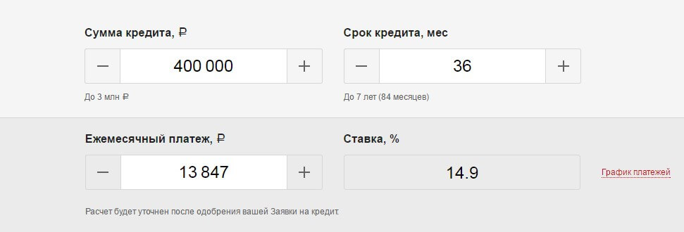 втб банк москвы калькулятор кредита